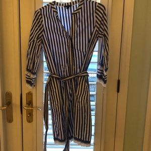 Blue and white striped dress
